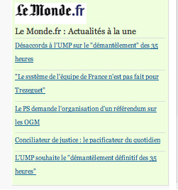 RSS feeds of French news