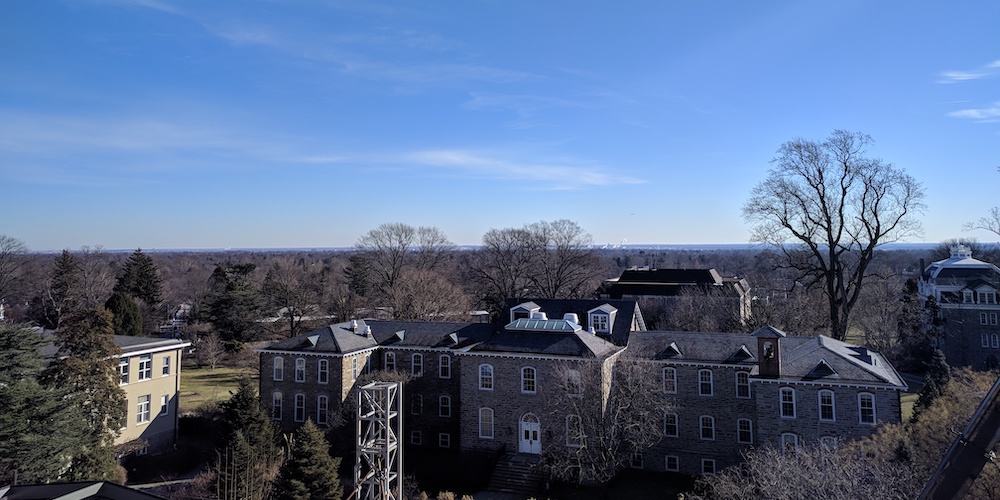 Buildings beneath a blue skyline